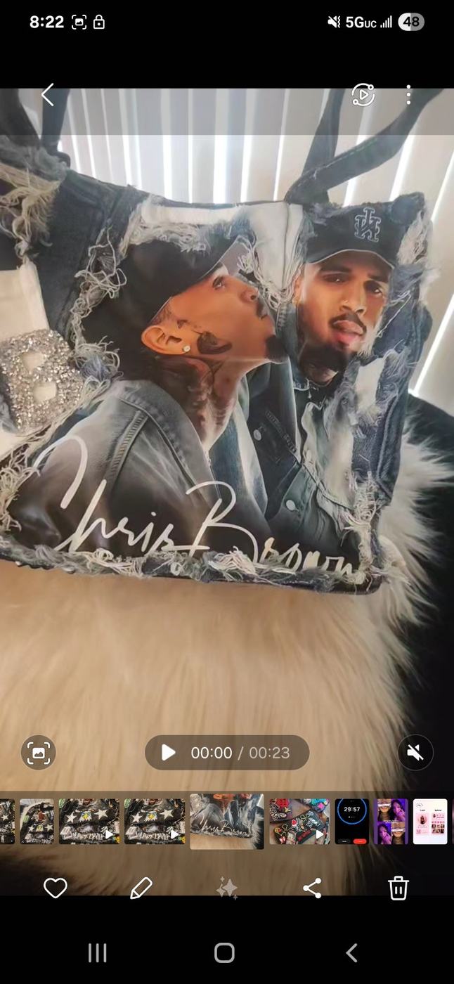 Celebrity themed custom denim bag