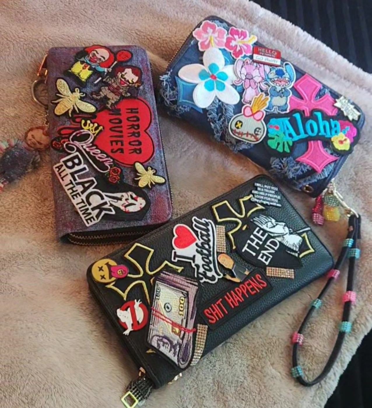 Custom Pretty Messy wallets